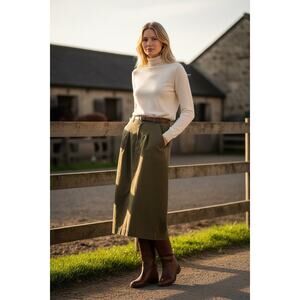 Luxury Heritage VTG Abercrombie Fitch Olive Skirt Made in USA Size 10